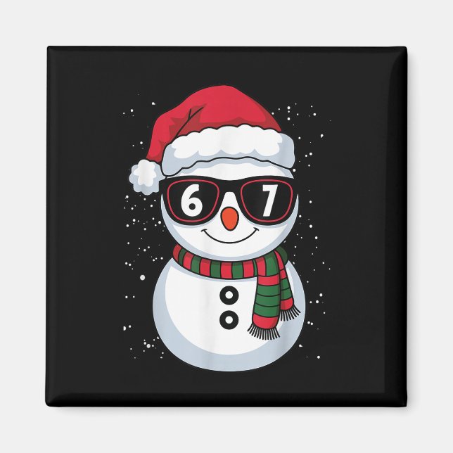 Íman Boneco de Neve Engraçado Seis Sete Natal 67 Meme G (Frente)