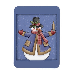Íman Boneco de neve feliz com vela