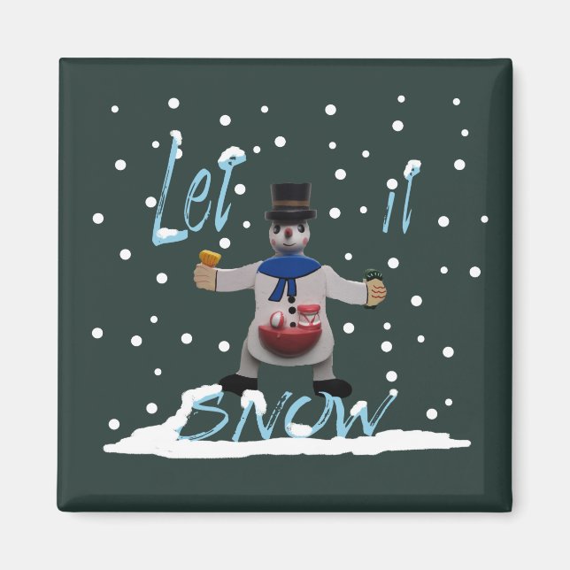 Íman boneco de neve feliz e engraçado (Frente)