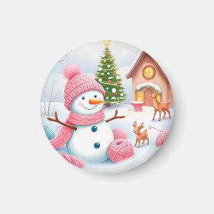 Íman Boneco de Neve Festivo com Veados em um País das M