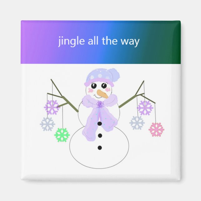 Íman Boneco de Neve Flakie com Flocos de Neve (Frente)