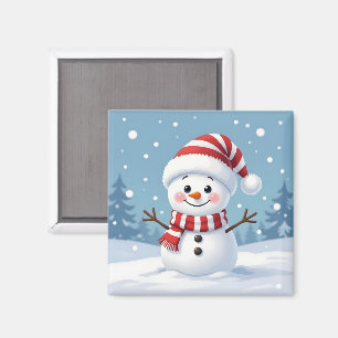 Íman Boneco de neve fofo com cachecol e chapéu