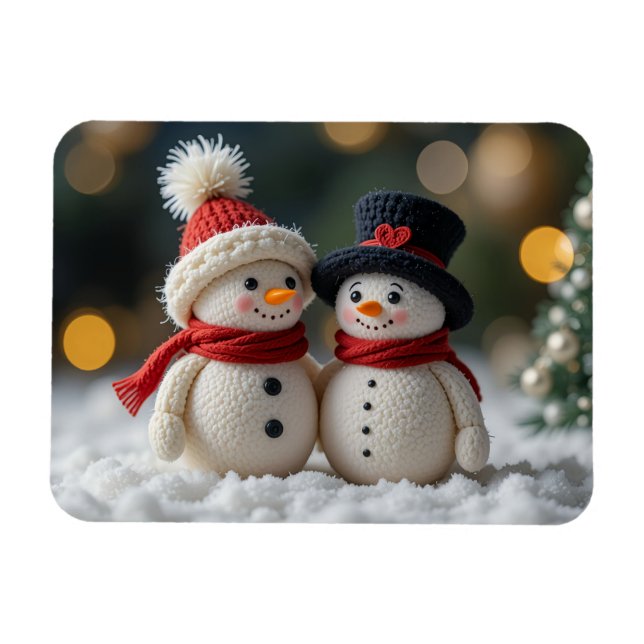 Íman boneco de neve fofo junto (Horizontal)