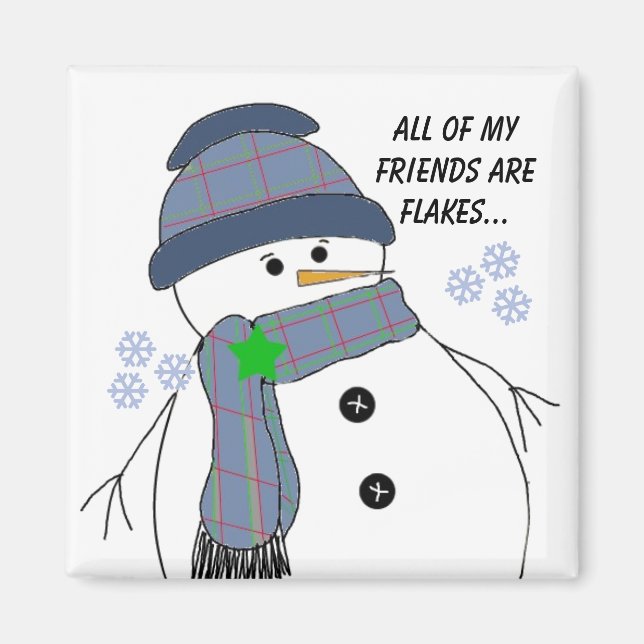 Íman Boneco de Neve Gorducho com Dito Divertido (Frente)