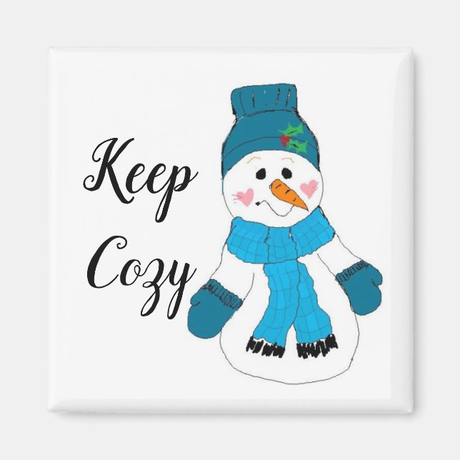 Íman Boneco de Neve Mantenha-se Aconchegante (Frente)
