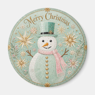Íman Boneco de Neve Mosaico de Menta Alegria de Natal