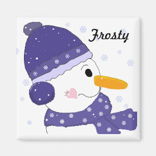 Íman Boneco de neve no chapéu e no lenço azuis