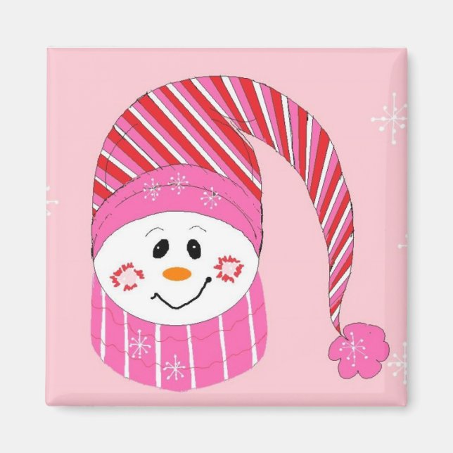 Íman Boneco de Neve Rosa (Frente)