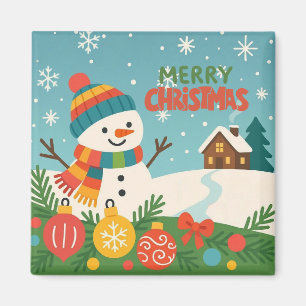 Íman Boneco de neve simpático e clássico de Feliz Natal