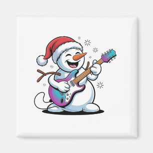 Íman Boneco de Neve Tocando Guitarra Elétrica Rock Nata