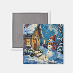 Íman Boneco de Neve Vintage pela Cottage de Natal Ilumi