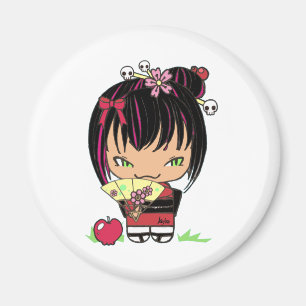 Íman Bonita Assustadora Miao - boneca kokeshi gótica