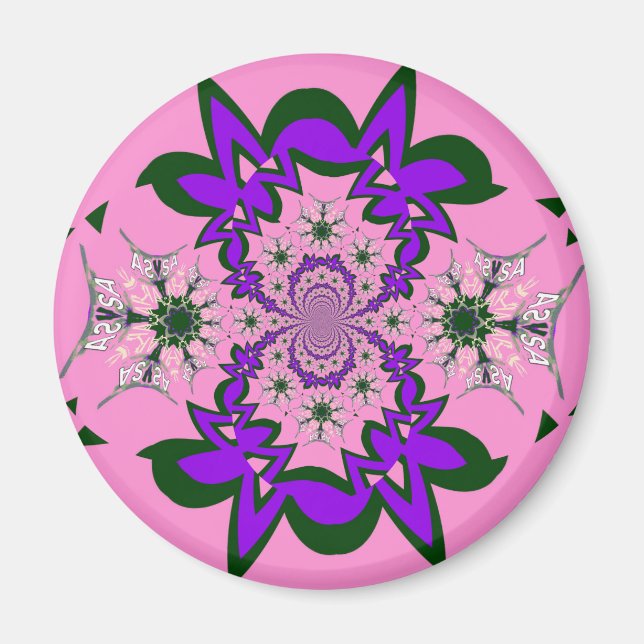 Íman Bonita Bebê Rosa Floral Roxo-Forte Arte-Motif (Frente)