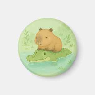 Íman Bonita Capybara sobre o presente de crocodilo verd