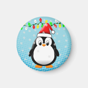 Íman Bonita Cartoon Penguin Santa Hat Luzes de Natal