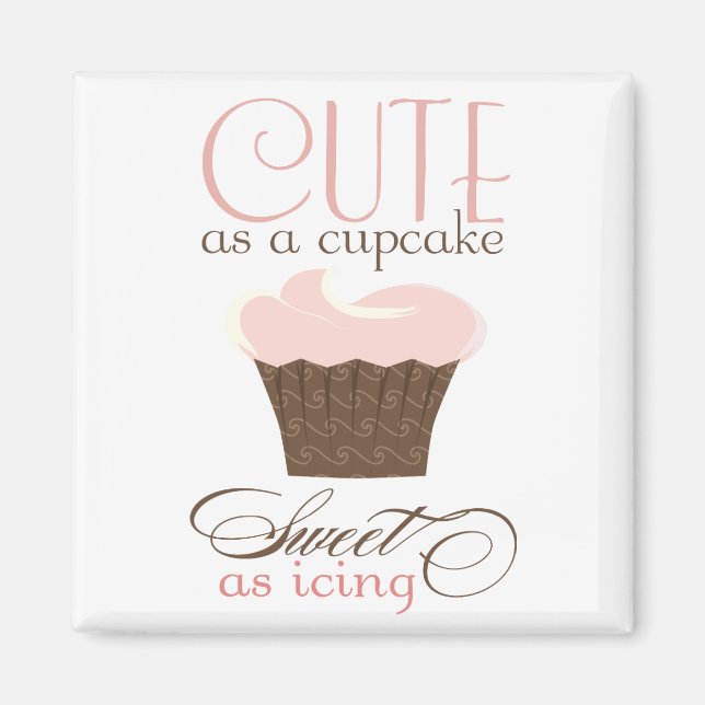 Íman Bonita como cupcake! Rosa e Castanho (Frente)