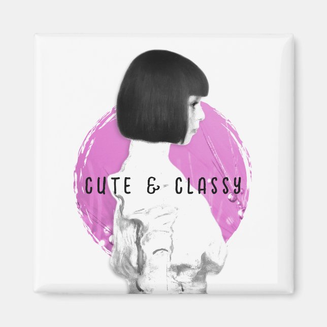 Íman Bonita e Clássica Rosa e Preta (Frente)