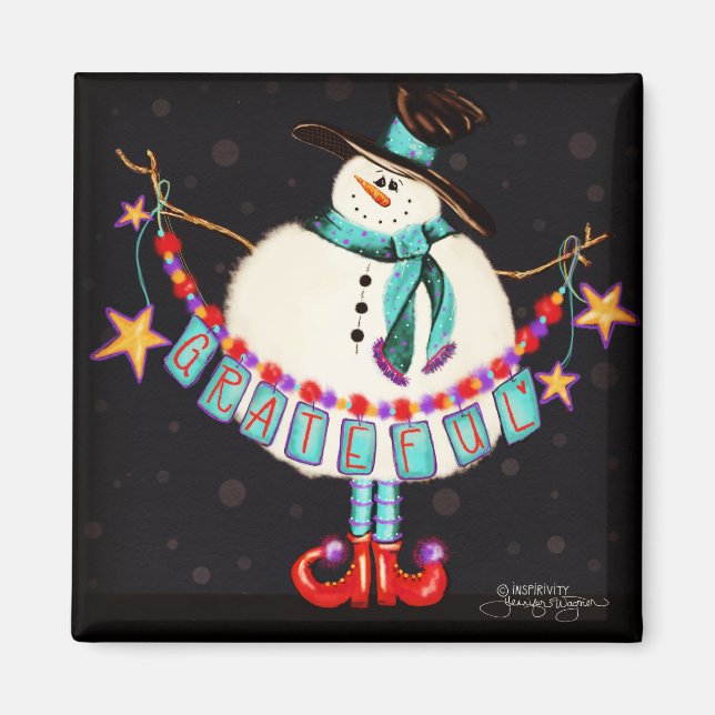 Íman Bonita Grateful Snowman Inspirivência de Natal (Frente)