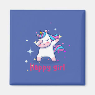 Íman Bonita Kawaii Colorida Rainbow Unicorn Happy Girl