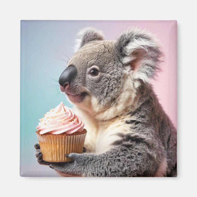 Íman Bonita Koala Com Gradiente De Pastel Cupcake (Frente)