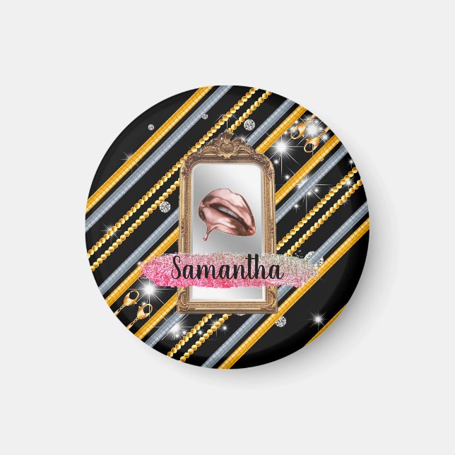 Íman Bonita Menina Dotada Personalizada para Chic Elega (Frente)