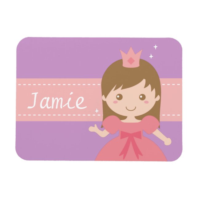 Íman Bonita Menina Princesa Magneta Personalizada (Horizontal)