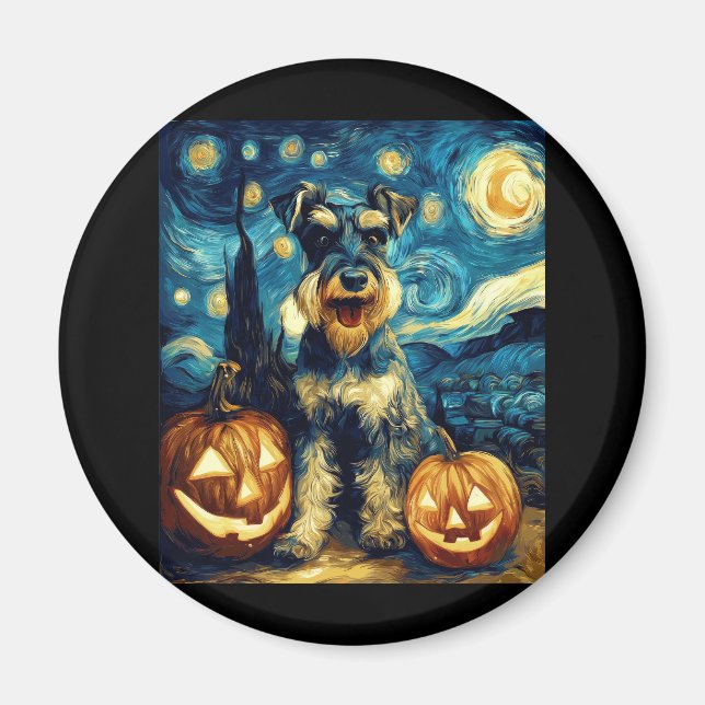 Íman Bonita miniatura Schnauzer Cachorro Halloween Jack (Frente)