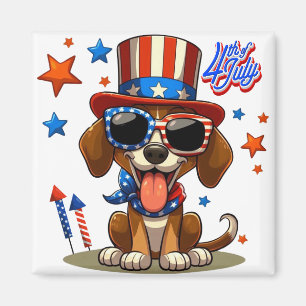 Íman Bonita, patriótica 4 de julho de cachorro/cachorri