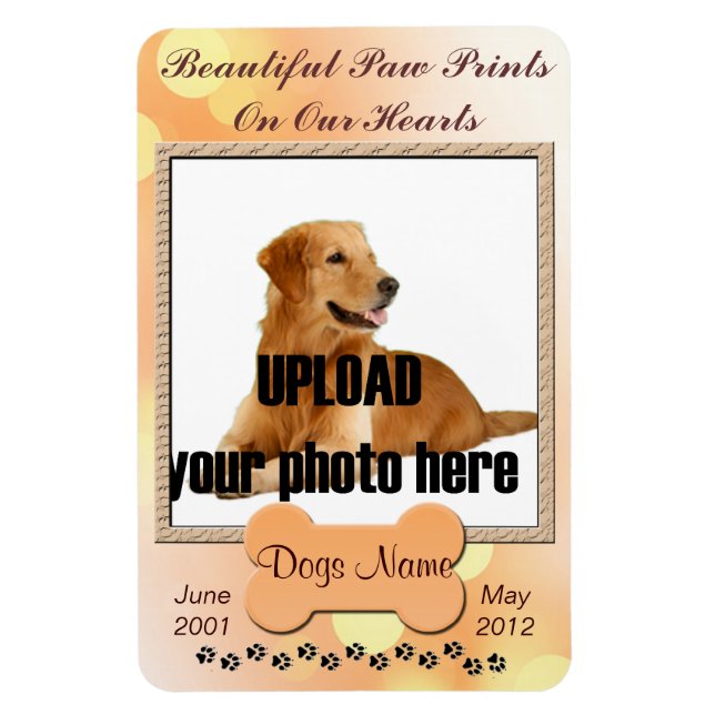 Íman Bonita Paw Imprime em Nosso Memorial Do Cachorro (Vertical)