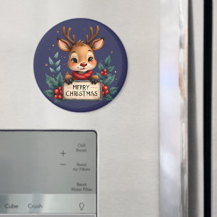 Íman Bonita Reindeja de Natal com Holly e Sinal