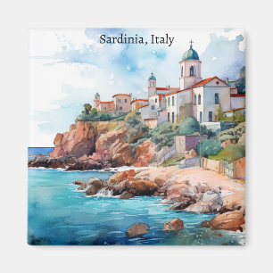 Íman Bonita Sardenha Itália Watercolor Viagem