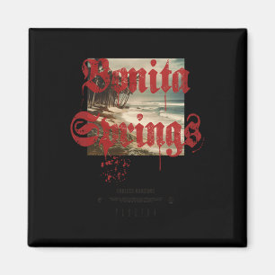 Íman Bonita Springs Flórida Fl Tatuagem Vintage Praia S
