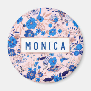 Íman Bonito Azure Azure Blue Blush - Ilustração Flora