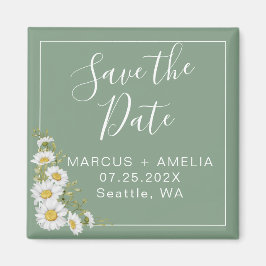 Íman Bonito Basil Green & White Daisies Salva A Data