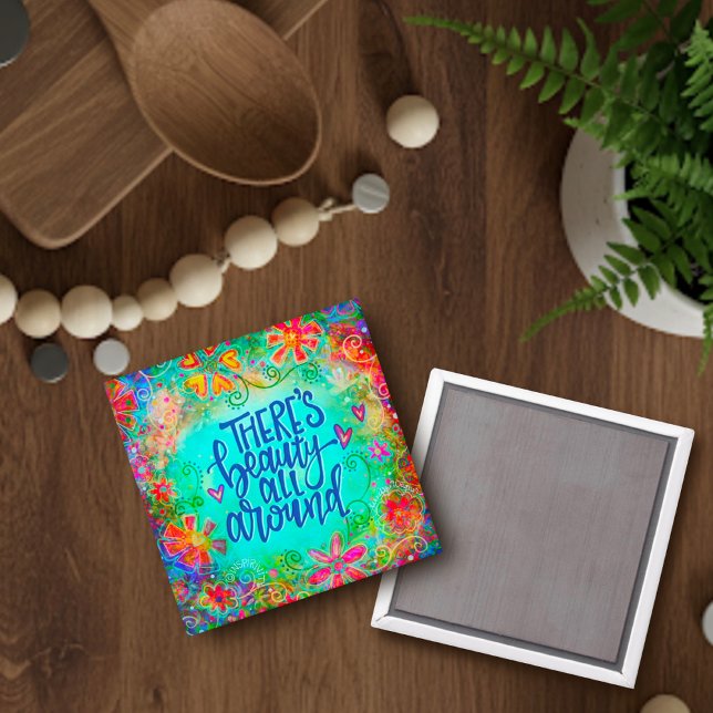 Íman Bonito Beleza Floral Divertida Por Toda A Inspiriv (Criador carregado)