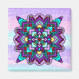Íman Bonito Colorida Roxo Mandala Mística