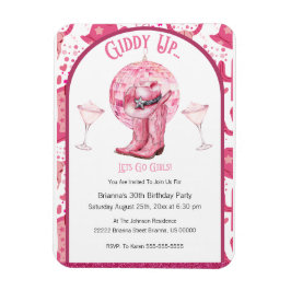 Íman Bonito Convite de Aniversário para Garota Rosa e G