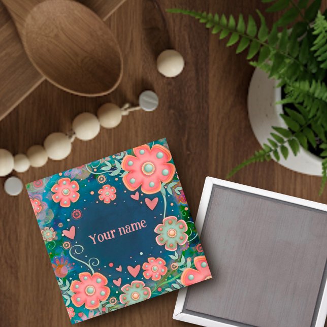 Íman Bonito Corações Florais Rosa Inspirividade Persona (Criador carregado)