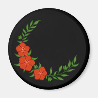 Íman Bonito Crescente Coroa de Flores Vermelhas