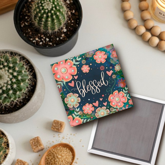 Íman Bonito Diversão Bela, Azul, Cor-de-Rosa, Inspirivê (Criador carregado)