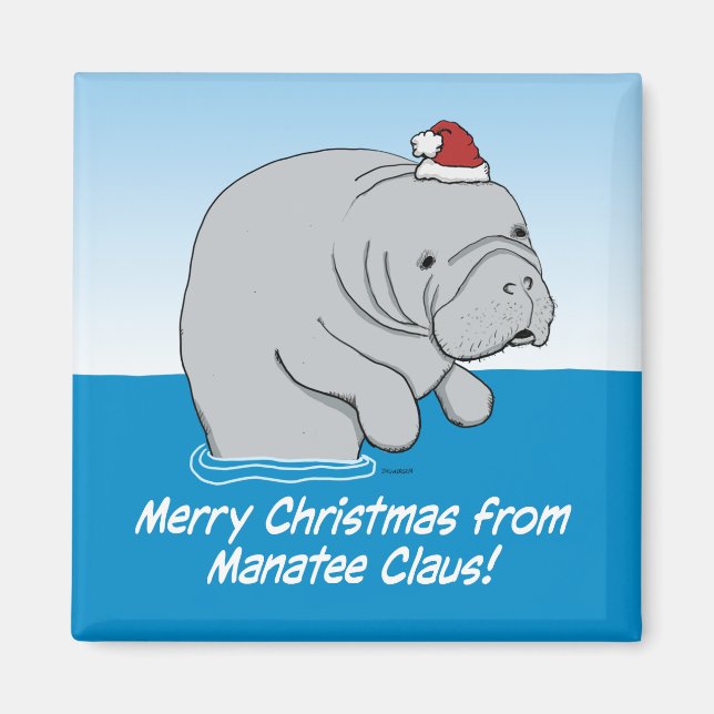 Íman Bonito e engraçado Manatee Claus (Frente)
