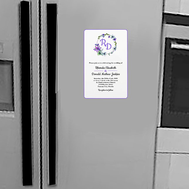 Íman Bonito Floral Wreath Monogrammed Convite para Casa (Criador carregado)