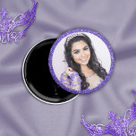 Íman Bonito Foto Glitter Purple Faux<br><div class="desc">Bonito Magnet de Fotografias Glitter Purple Faux com brilho rosa falso e a sua fotografia personalizada. Excelente para quinceaneras ou aniversários!</div>