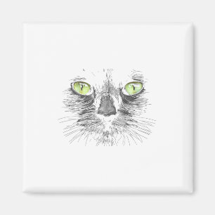 Íman Bonito Gato Negro Face Olhos Verdes Grandes Legal