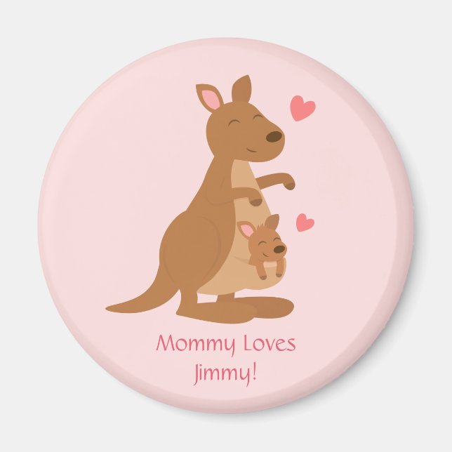Íman Bonito Kangaroo Baby Joey Kids Personalizados Magn (Frente)