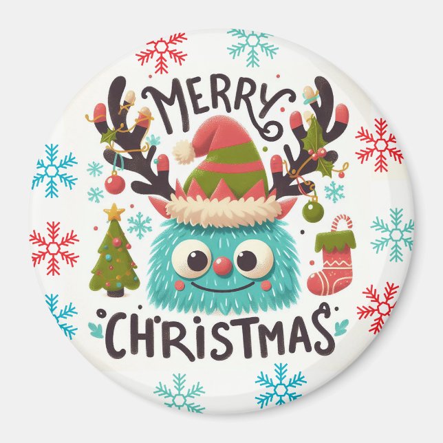 Íman Bonito monstro de Natal fofo (Frente)