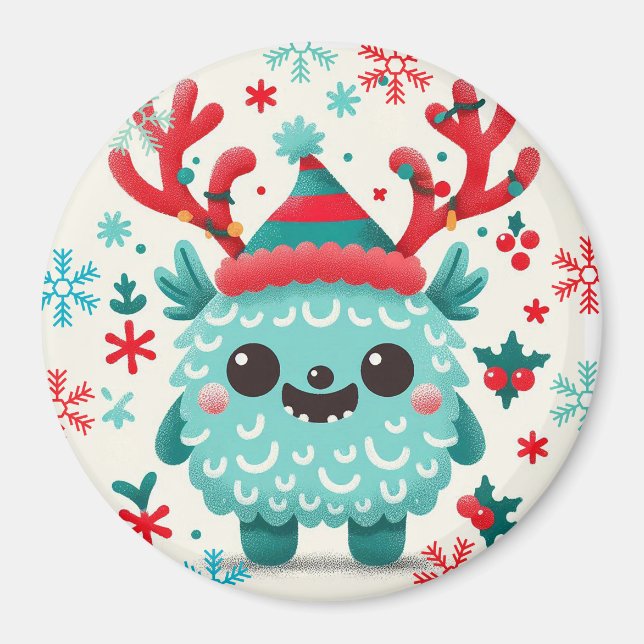 Íman Bonito monstro de Natal fofo (Frente)