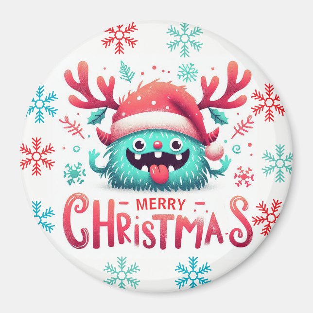 Íman Bonito monstro de Natal fofo (Frente)