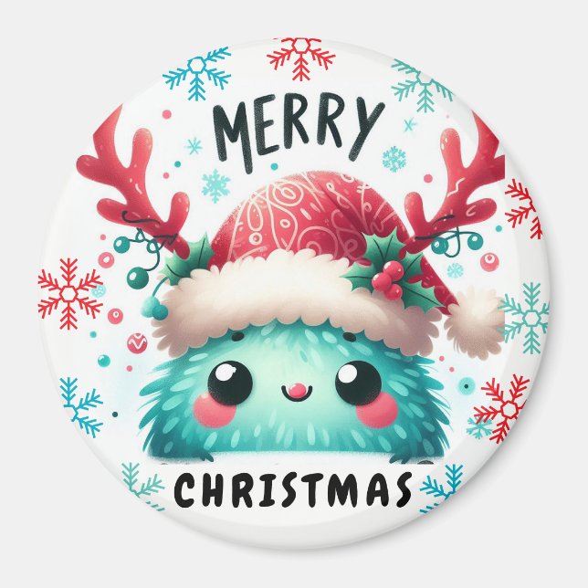 Íman Bonito monstro de Natal fofo (Frente)