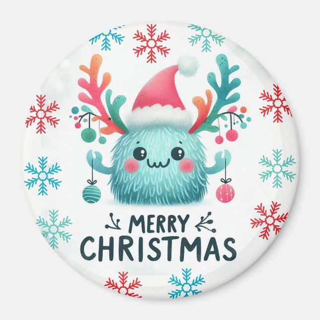 Íman Bonito monstro de Natal fofo (Frente)